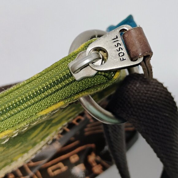 Fossil Key-Per Crossbody Bag Coated Canvas Purse Blue Key - Picture 7 of 11